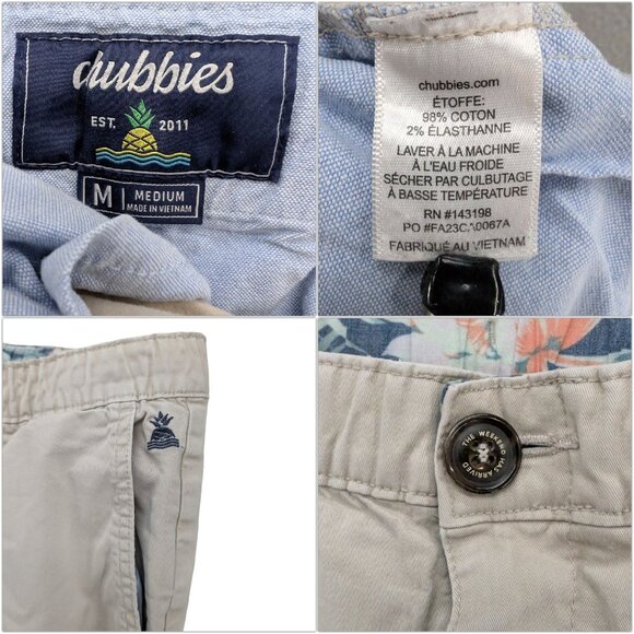 Chubbies Chino Pants Mens Khaki Beige Flat Front Cotton Stretch Straight Size M - Picture 7 of 12